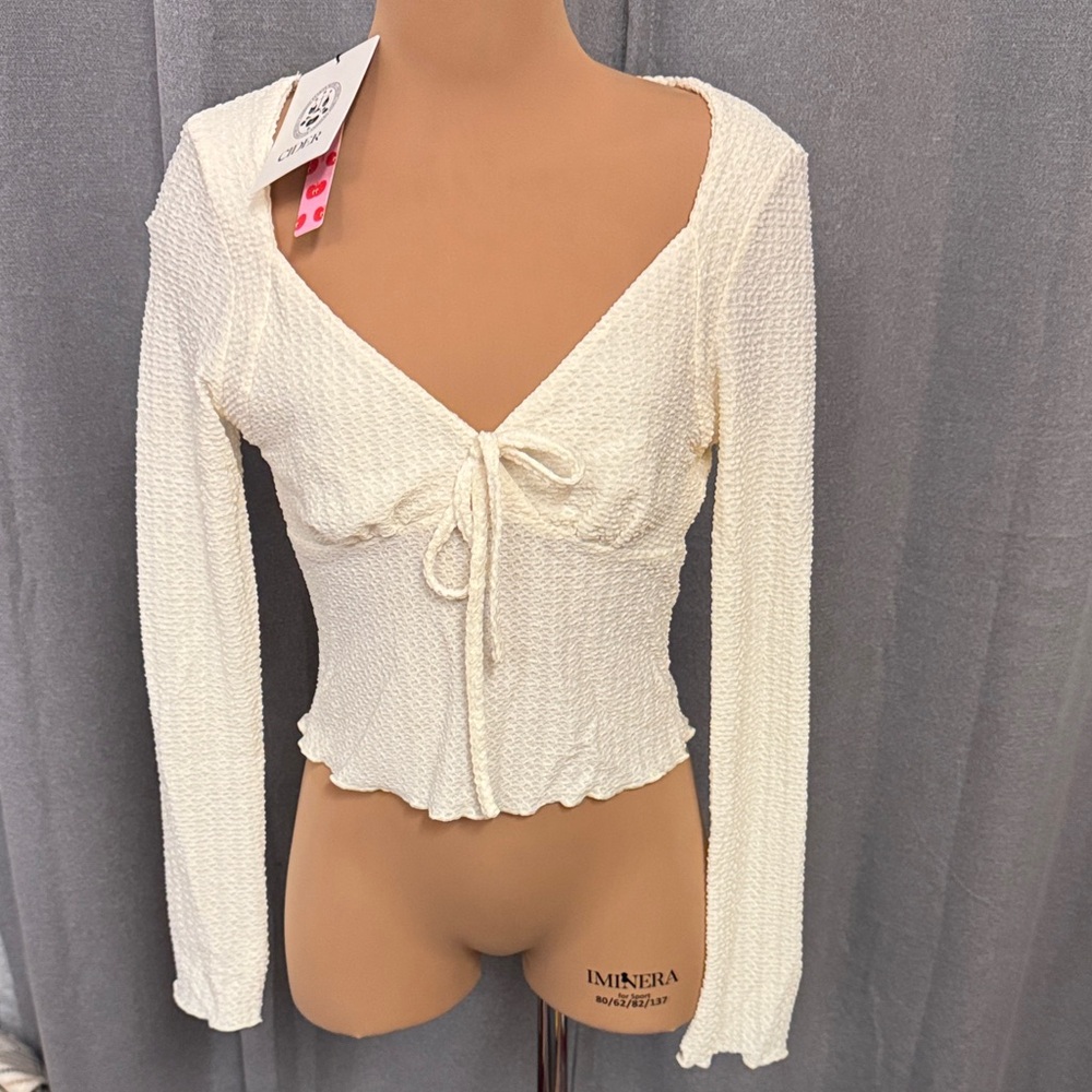 Cider Cream Textured V-Neck Blouse